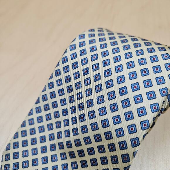 Oakton Ltd Men's Tie Blue, Cream, Red Executive Office 100% Silk - Picture 4 of 6